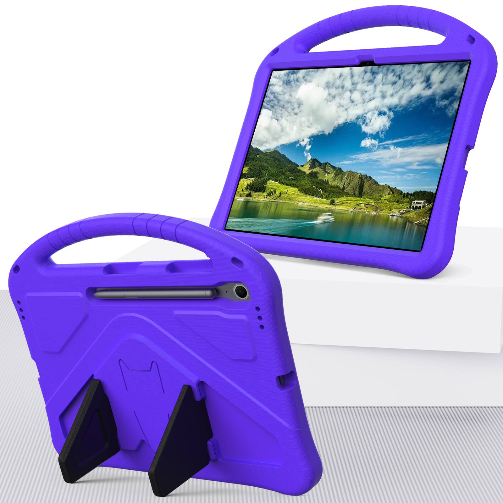 Alt View 3. Dteck - For Samsung Galaxy Tab S10 FE+ 2025 13.1-inch  Lightweight EVA Shockproof Handle Stand Kids Case Cover - Purple.