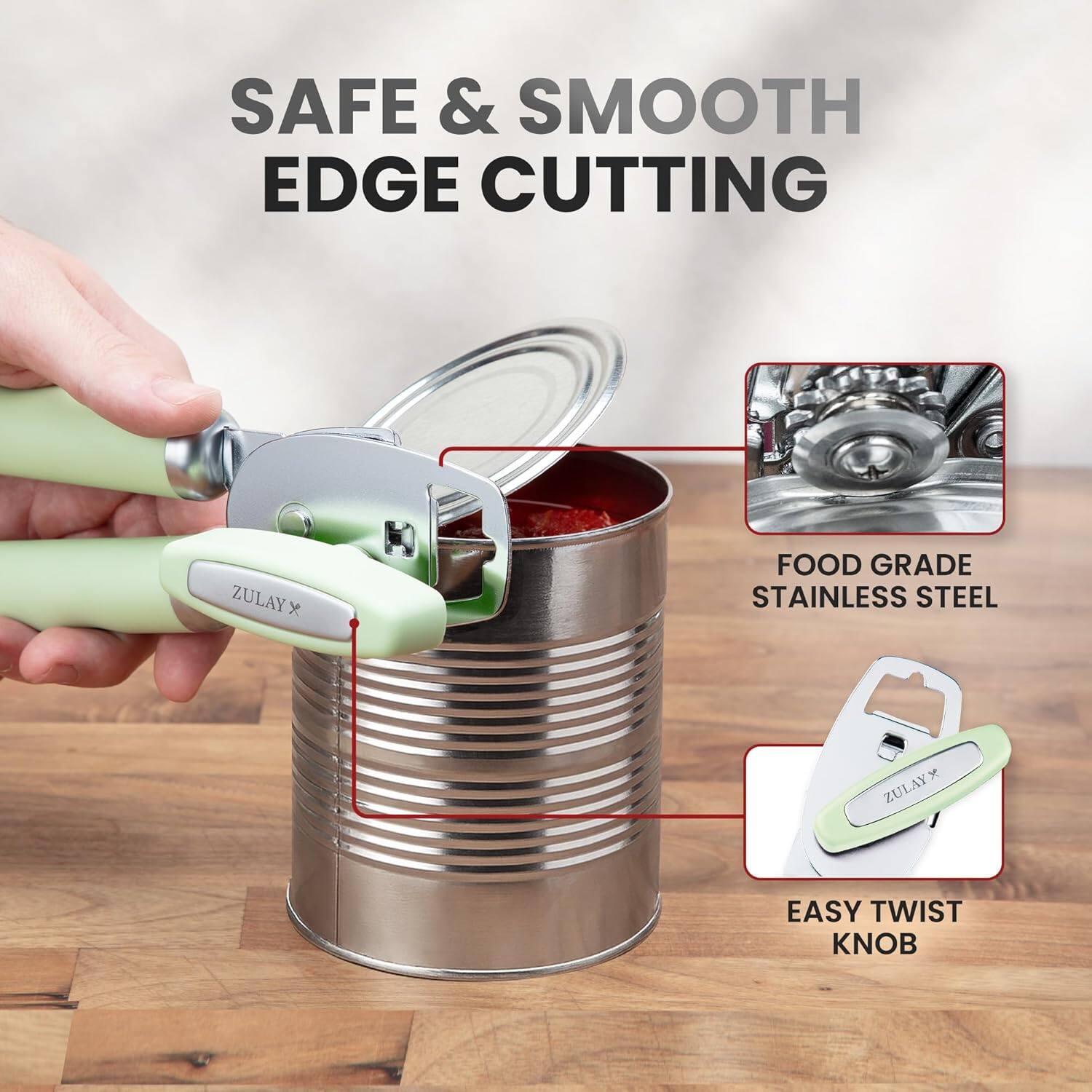 SAFE & SMOOTH EDGE CUTTING  
ZULAY X FOOD GRADE STAINLESS STEEL  
ZULAY EASY TWIST KNOB