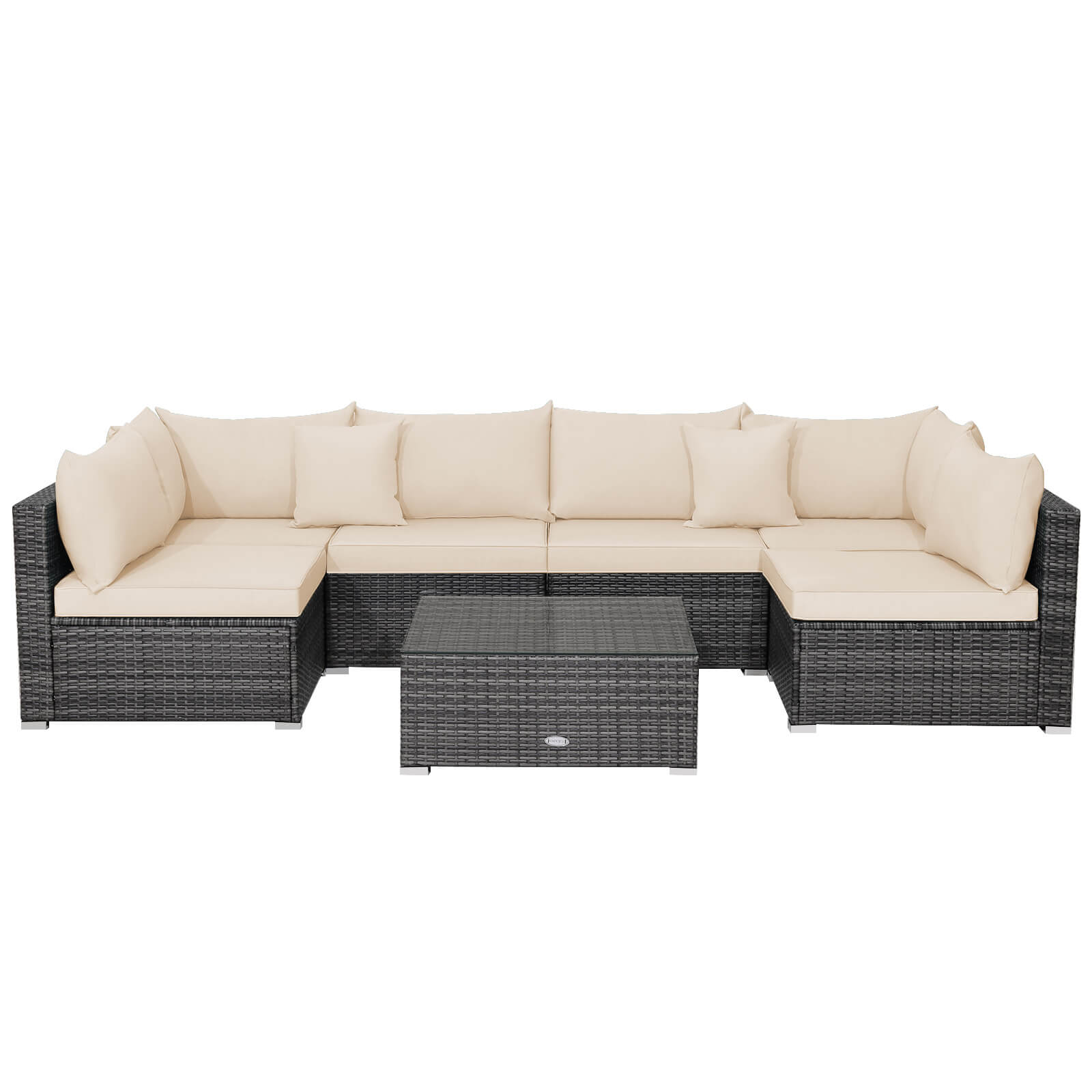 Alt View 10. Costway - 7PCS Patio Rattan Furniture Set Sectional Sofa Cushioned Garden - Mix Gray,Brown.