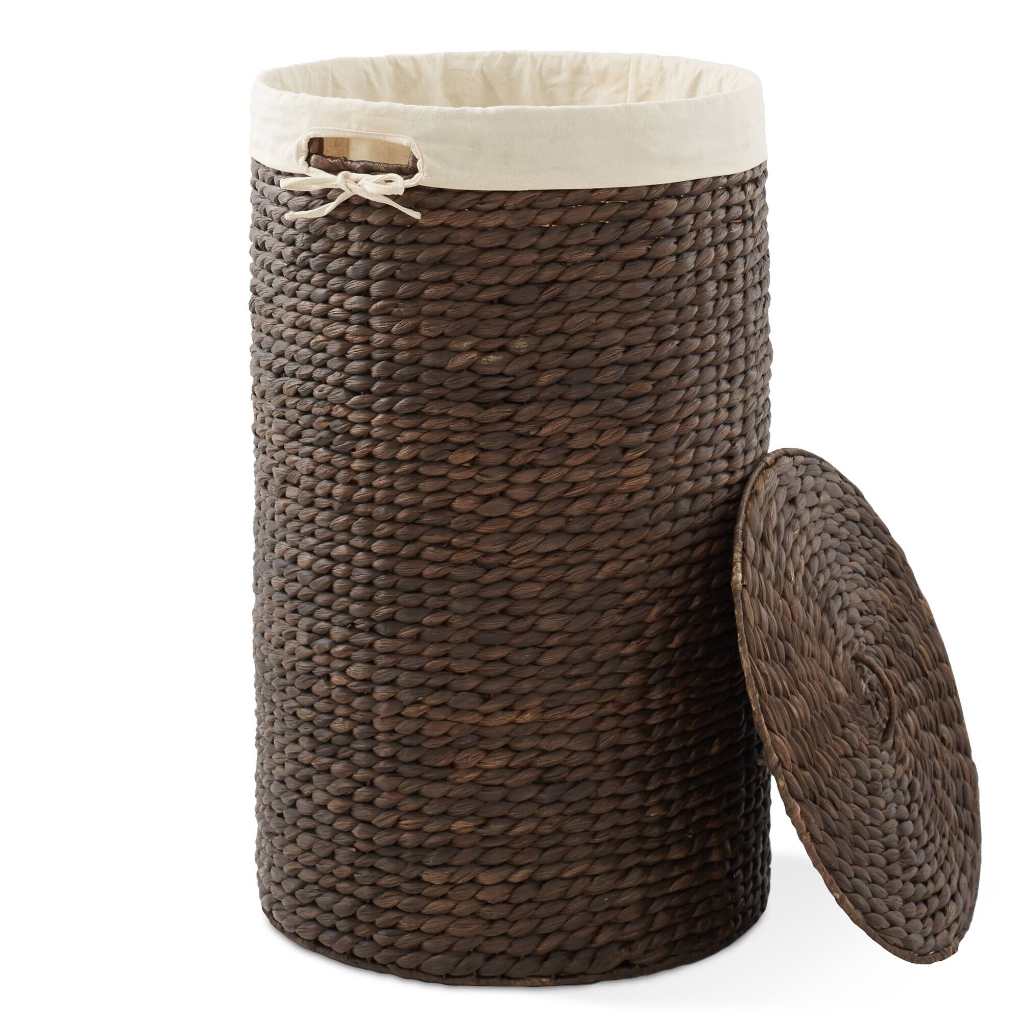 Alt View 3. Casafield - Round Laundry Hamper Basket with Lid and Liner for Clothes - Espresso.