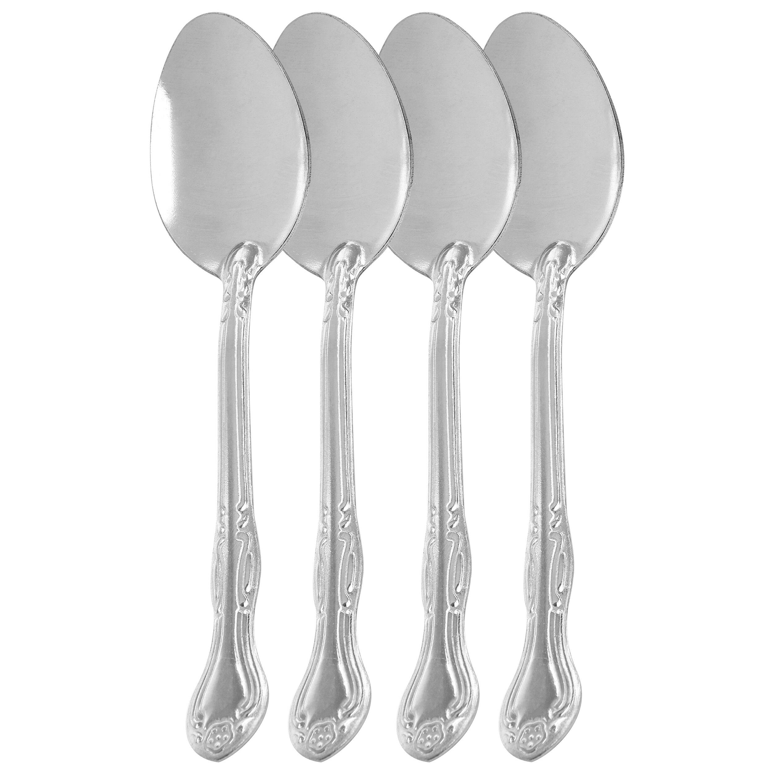 Front. Gibson - Gibson Home Abbie 4 Piece Stainless Steel Dinner Spoon Set - Silver.
