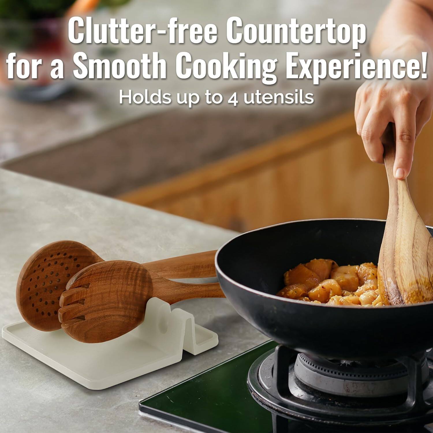 Clutter-free Countertop for a Smooth Cooking Experience!  
Holds up to 4 utensils