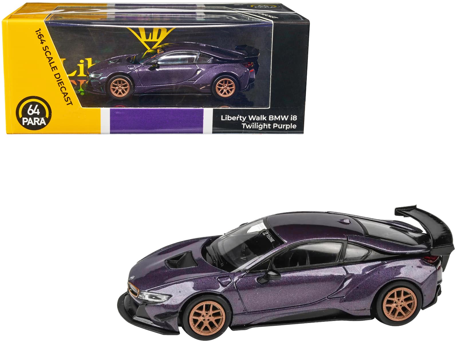 BMW i8 Liberty Walk Twilight Purple Metallic with Gold Wheels 1/64 Diecast Model Car by Paragon Models price history on PriceWatchPro