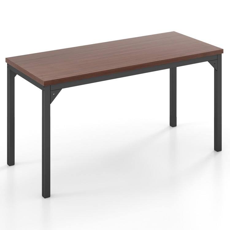 Front. Resenkos - 55 Inch Conference Table with Heavy-duty Metal Frame-Brown, Home Office Desks, Gaming Computer Desks for Study,Working - Brown.
