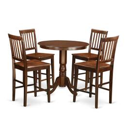 East West Furniture - 5 Pc Dining counter height set-pub Table and 4 Dining Chairs - Mahogany