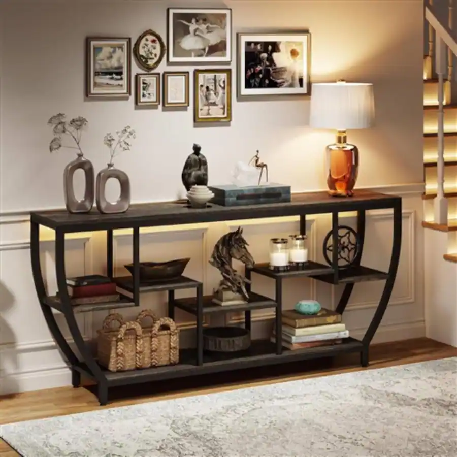 Hivvago Modern Industrial 70 inch Long Narrow Console Sofa Table with ...