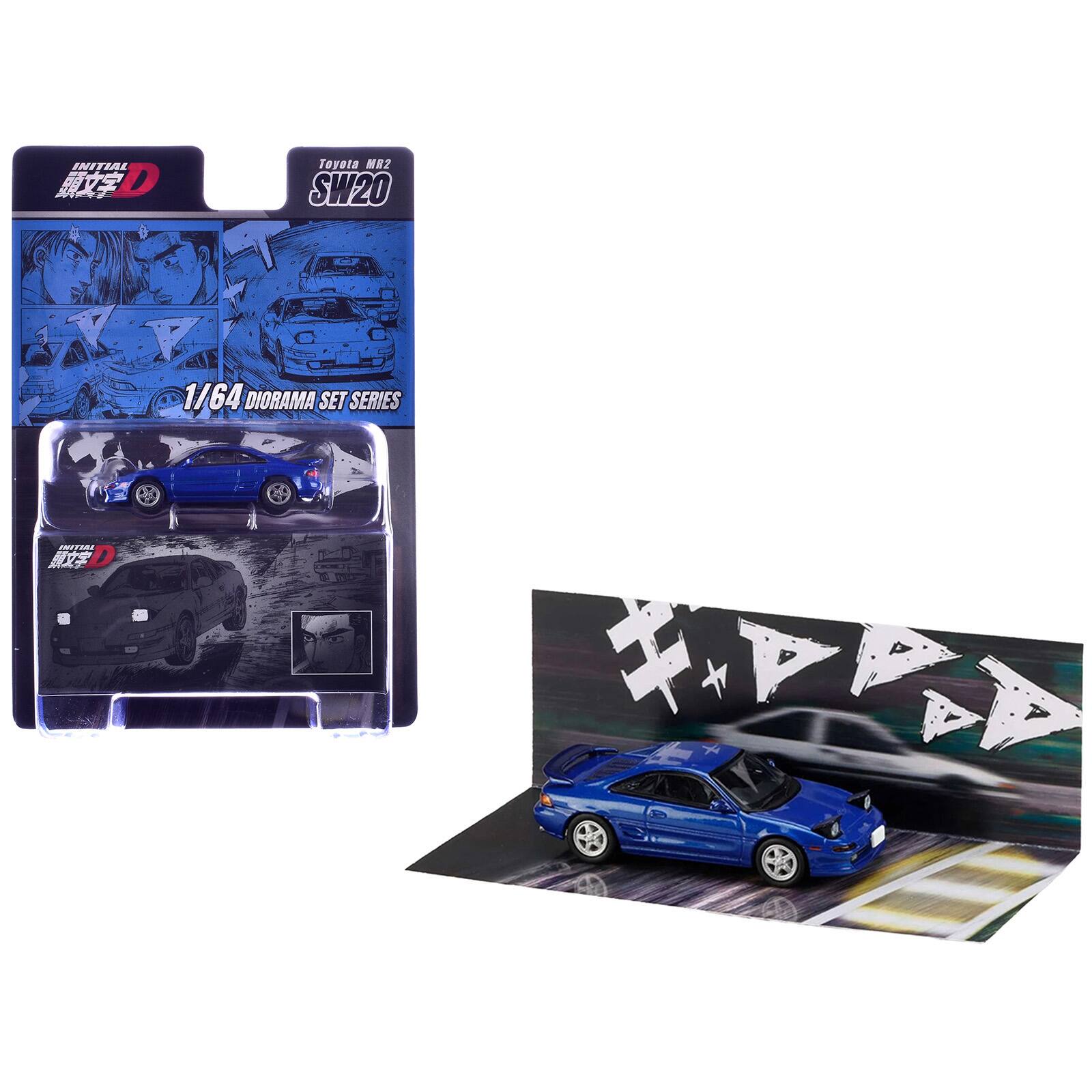 Toyota MR2 (SW20) RHD Blue Metallic "Initial D" (1995-2013) Manga 1/64 Diecast Model Car by Hobby Japan