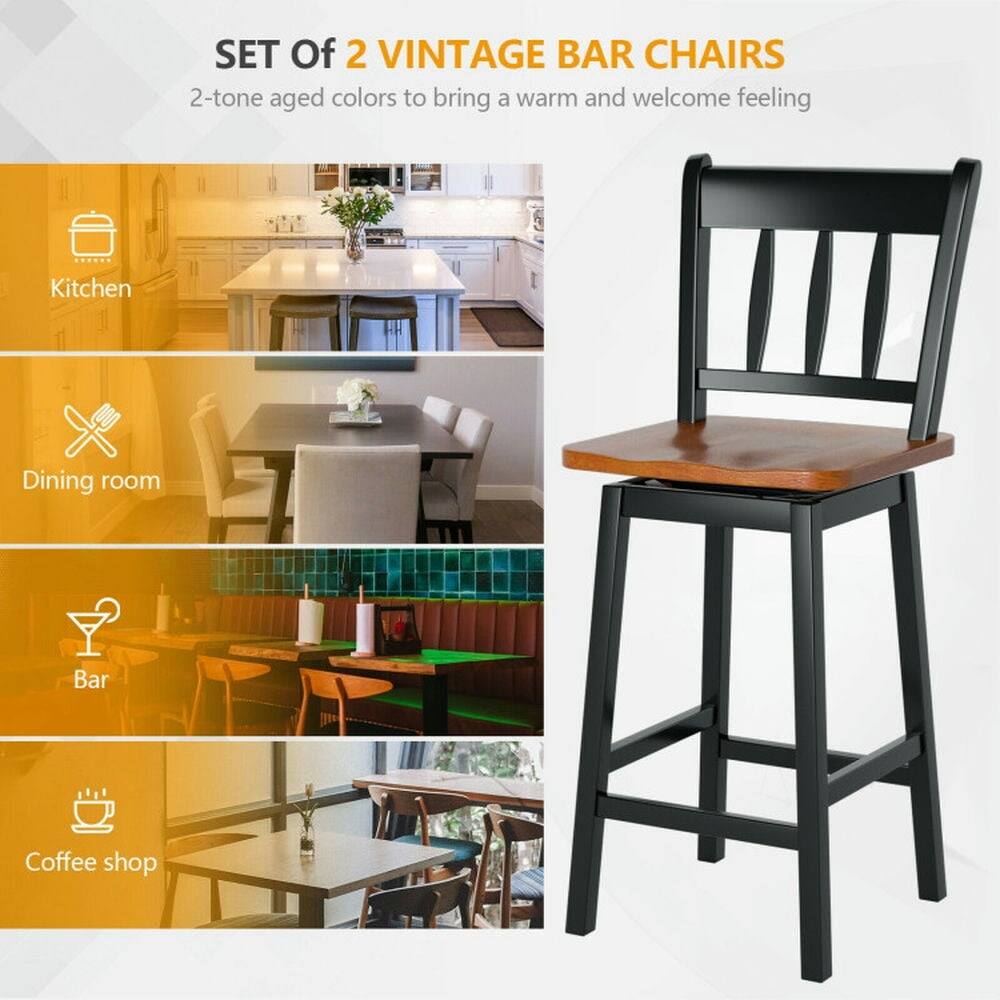 SET Of 2 VINTAGE BAR CHAIRS  
2-tone aged colors to bring a warm and welcome feeling  

Kitchen  
Dining room  
Bar  
Coffee shop