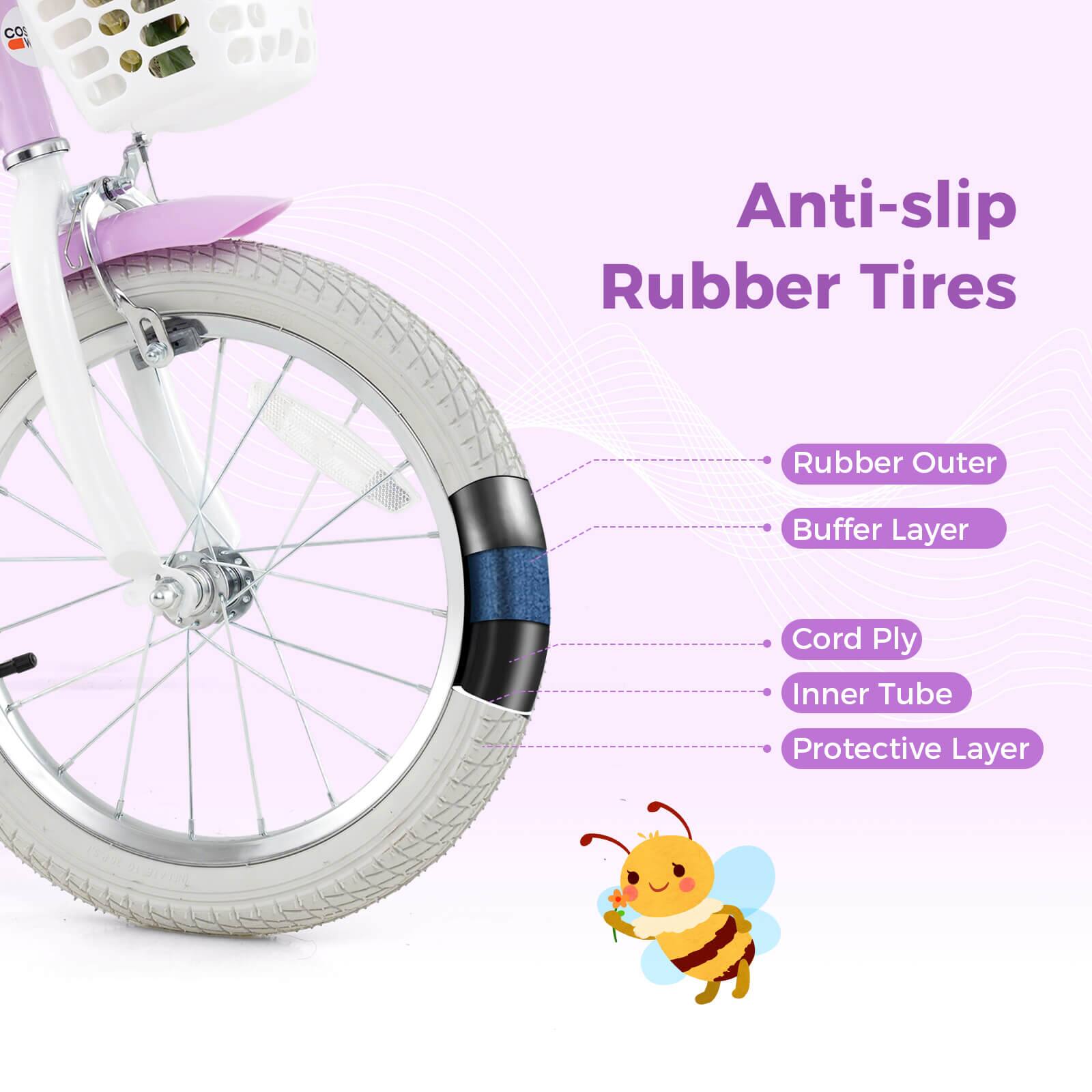 Anti-slip Rubber Tires

- Rubber Outer
- Buffer Layer
- Cord Ply
- Inner Tube
- Protective Layer