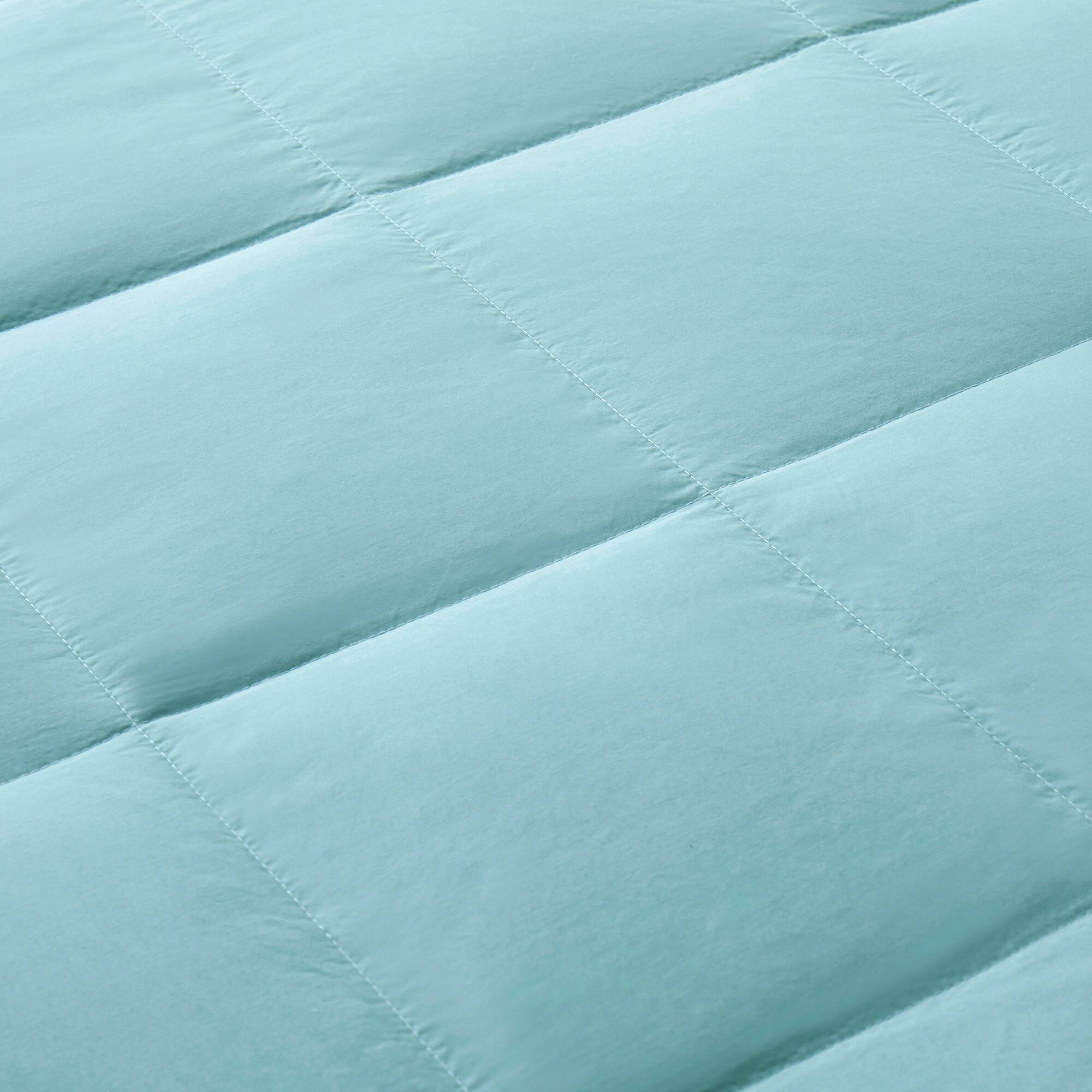 Back. Peace Nest - Peace Nest Lightweight Feather Down Throw Blanket, Light Blue - Light Blue.