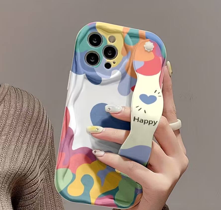 Back. Gravity Ridge - Soft Colorful Anti-Drop Cream Strap Style Anime Pattern Print Phone Case for for iPhone 14 Pro Shockproof Phone Cover - Colorful.