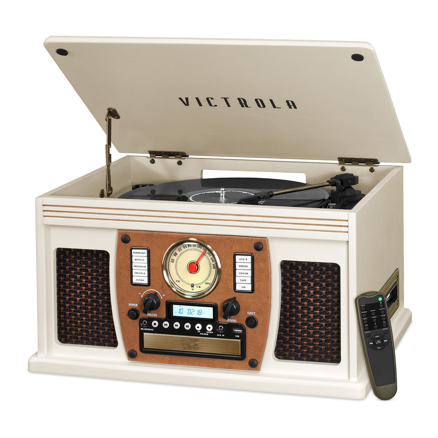 Victrola - Navigator 8-in-1 Classic Bluetooth Record Player with Turntable - White - Front_Zoom