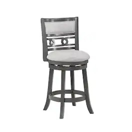 New Classic Furniture - Gia 24" Solid Wood Swivel Counter Stool with Fabric Seat - Gray
