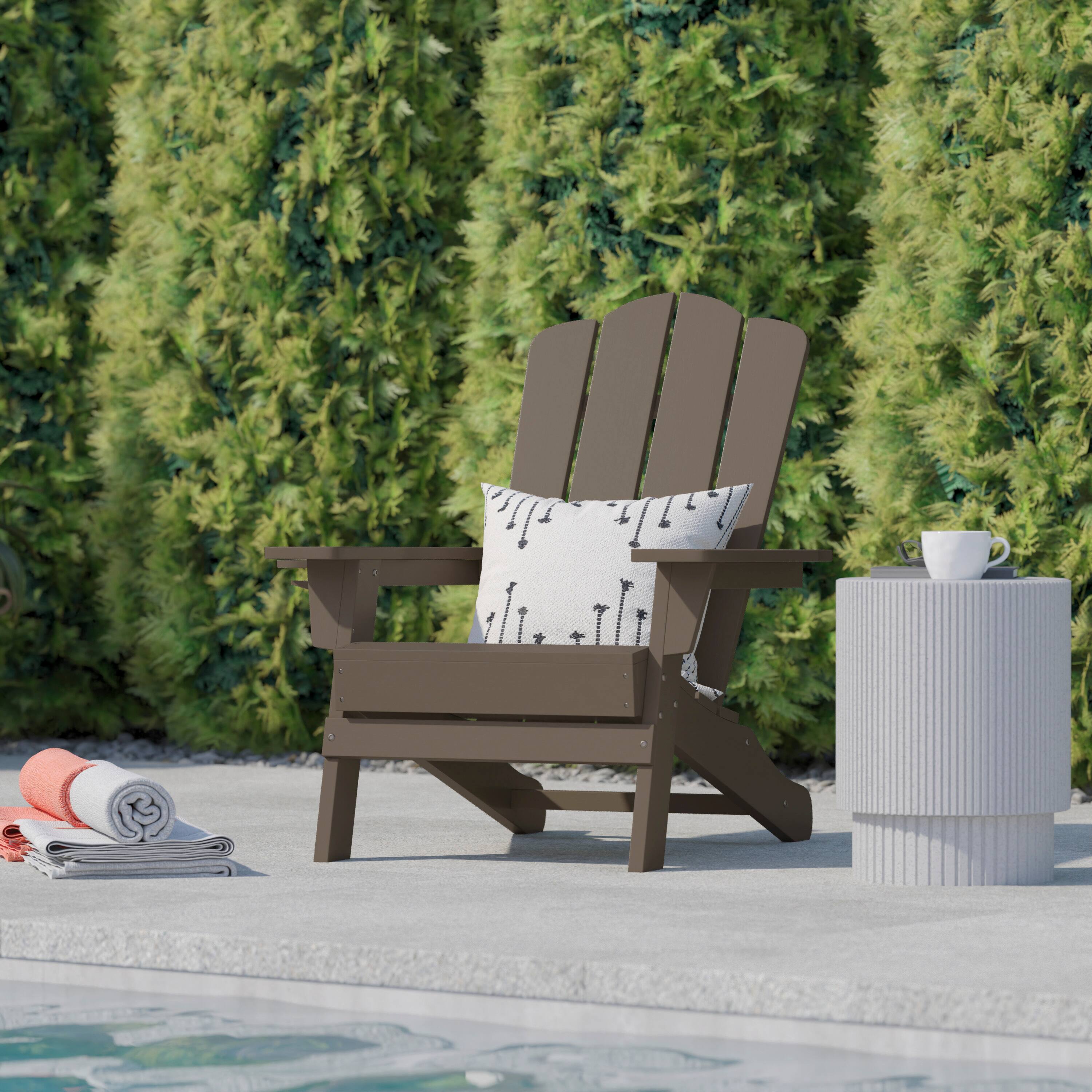 Alt View 3. Flash Furniture - Newport Adirondack Chair with Cup Holder, Weather Resistant HDPE Adirondack Chair in Brown - Brown.