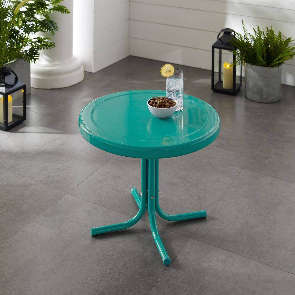 Alt View 4. Crosley Furniture - Griffith Retro Outdoor Side Table - Turquoise Gloss.