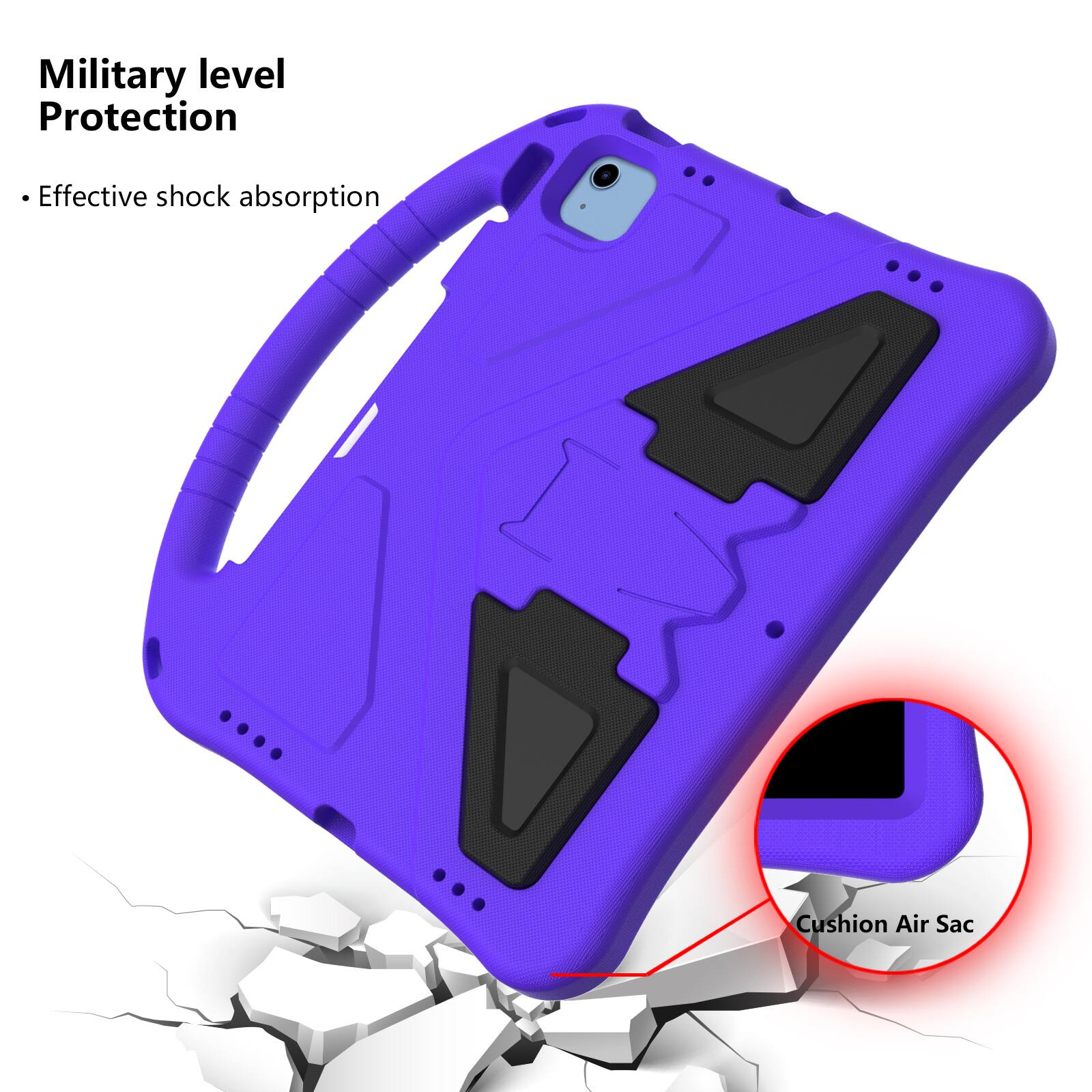 Military level Protection  
Effective shock absorption  
Cushion Air Sac