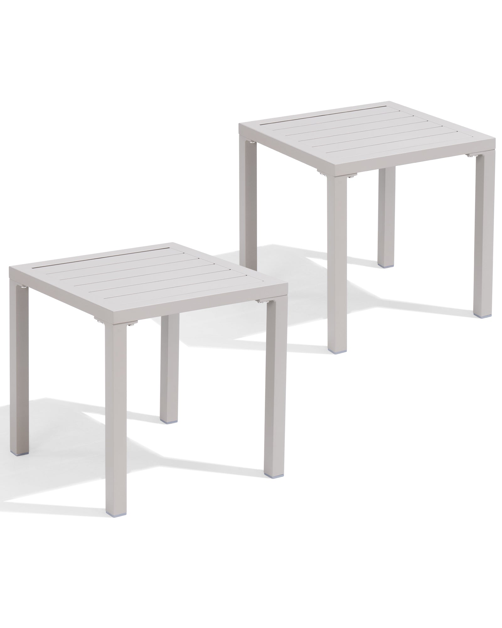 Crestlive Products - Aluminum Square Side Table Small Patio Coffee Bistro - Beige