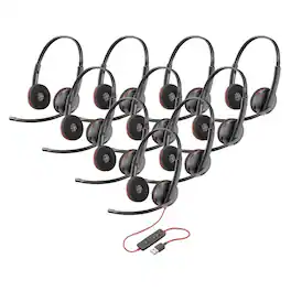 Bundle - HP - Poly Blackwire 3220 Stereo USB-C-A Headset with Inline Controls - 10 Pack - Black