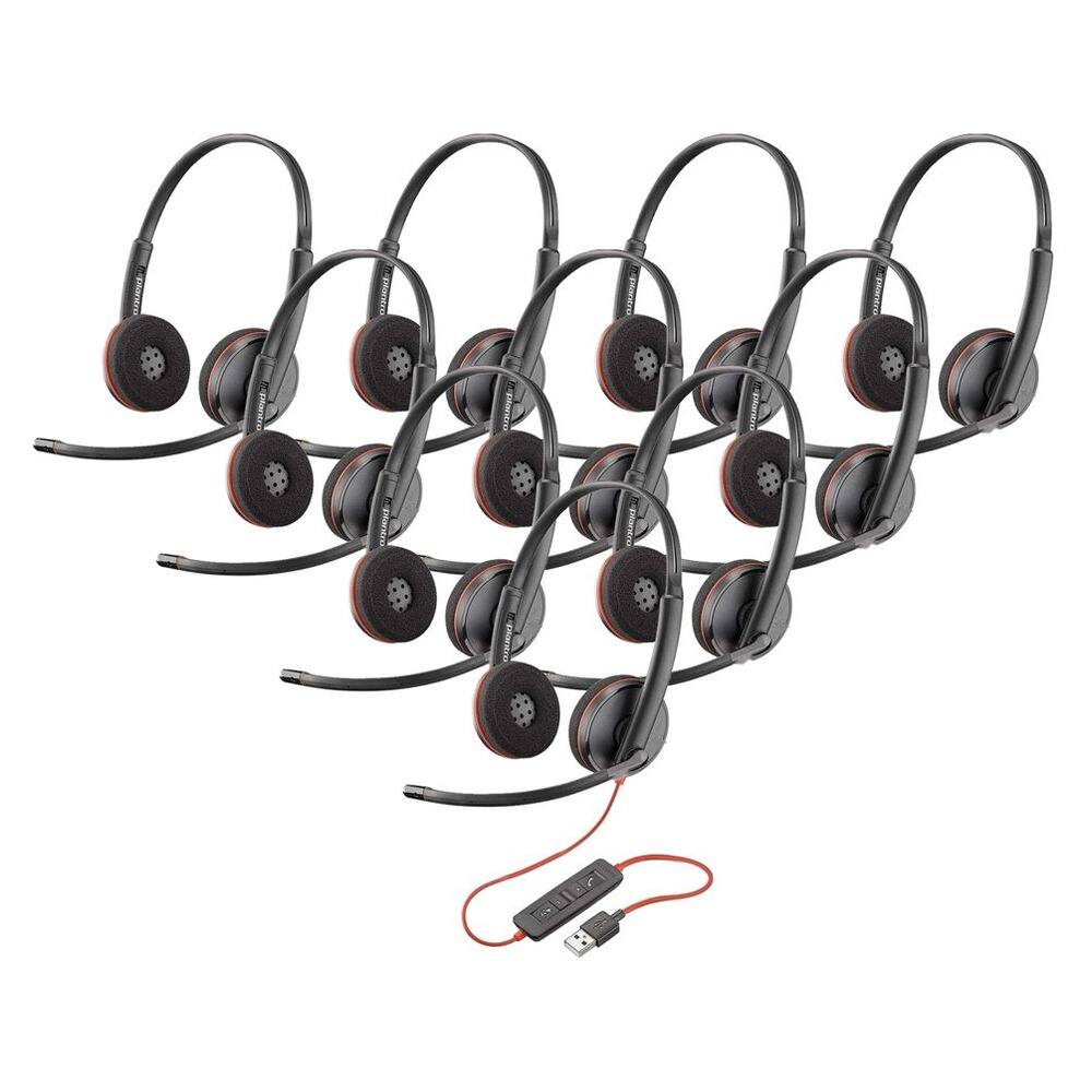 Front. HP - Poly Blackwire 3220 Stereo USB-C-A Headset with Inline Controls - 10 Pack - Black.