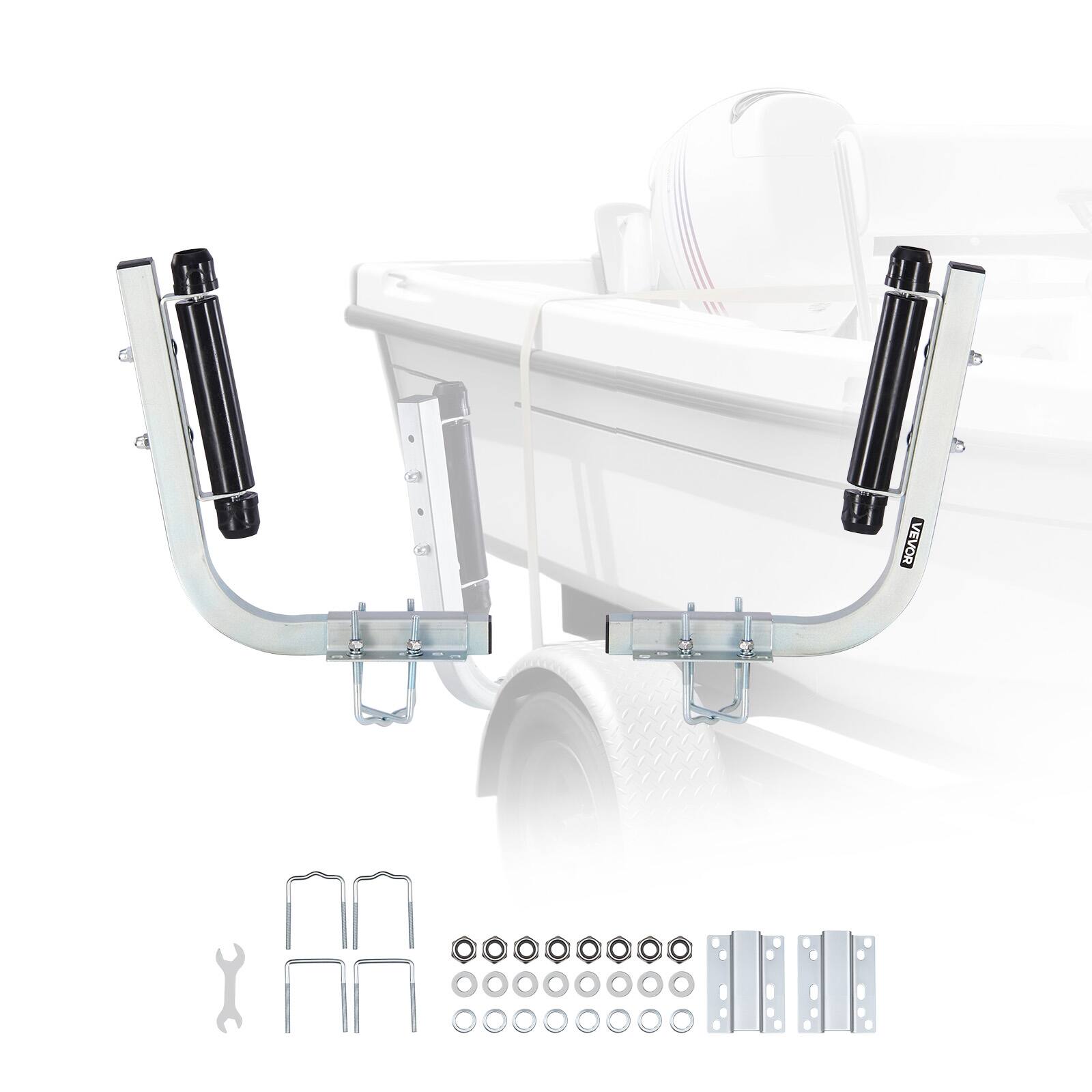 Front. VEVOR - Boat Trailer Guides, 18.5 in/20.5 in Height Adjustable Trailers Guide, 2PCS Thickened High-Duty Steel Trailer Guide-Ons - Silver.