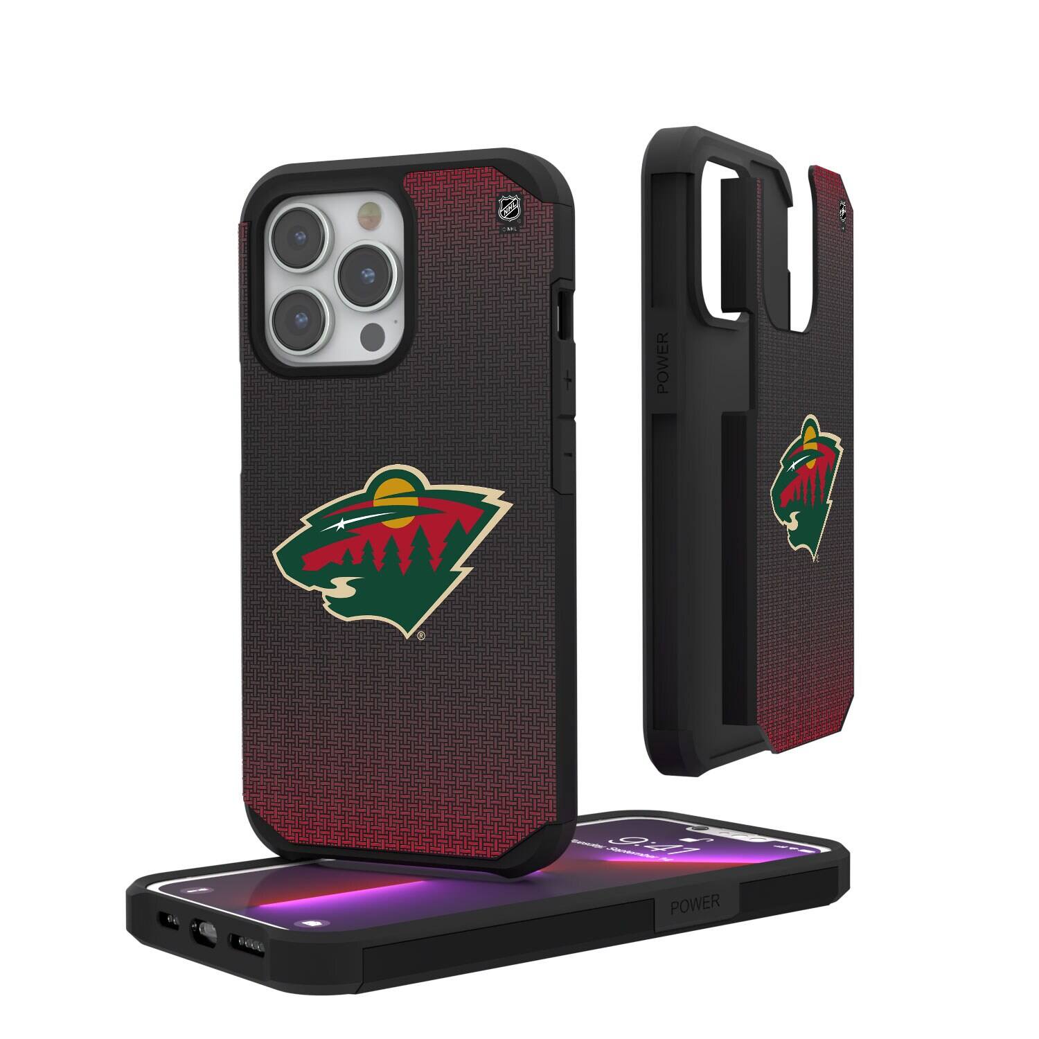 Keyscaper - NHL - Minnesota Wild Linen Logo iPhone Rugged Case - 13 - Black