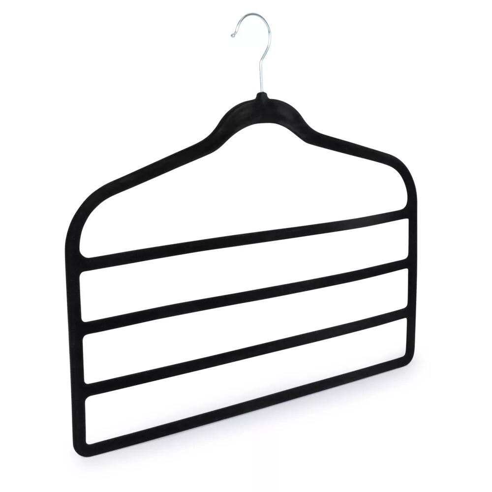 Alt View 3. Elle Decor - 4‑Tier Non‑Slip Velvet Pant Hangers, Set of 3 Closet Organizers in Gray - Gray.