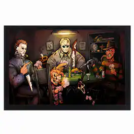 PopMarket - Big Chris - Slashers Playing Poker - 11x17 Framed Gel Coat - Multicolor