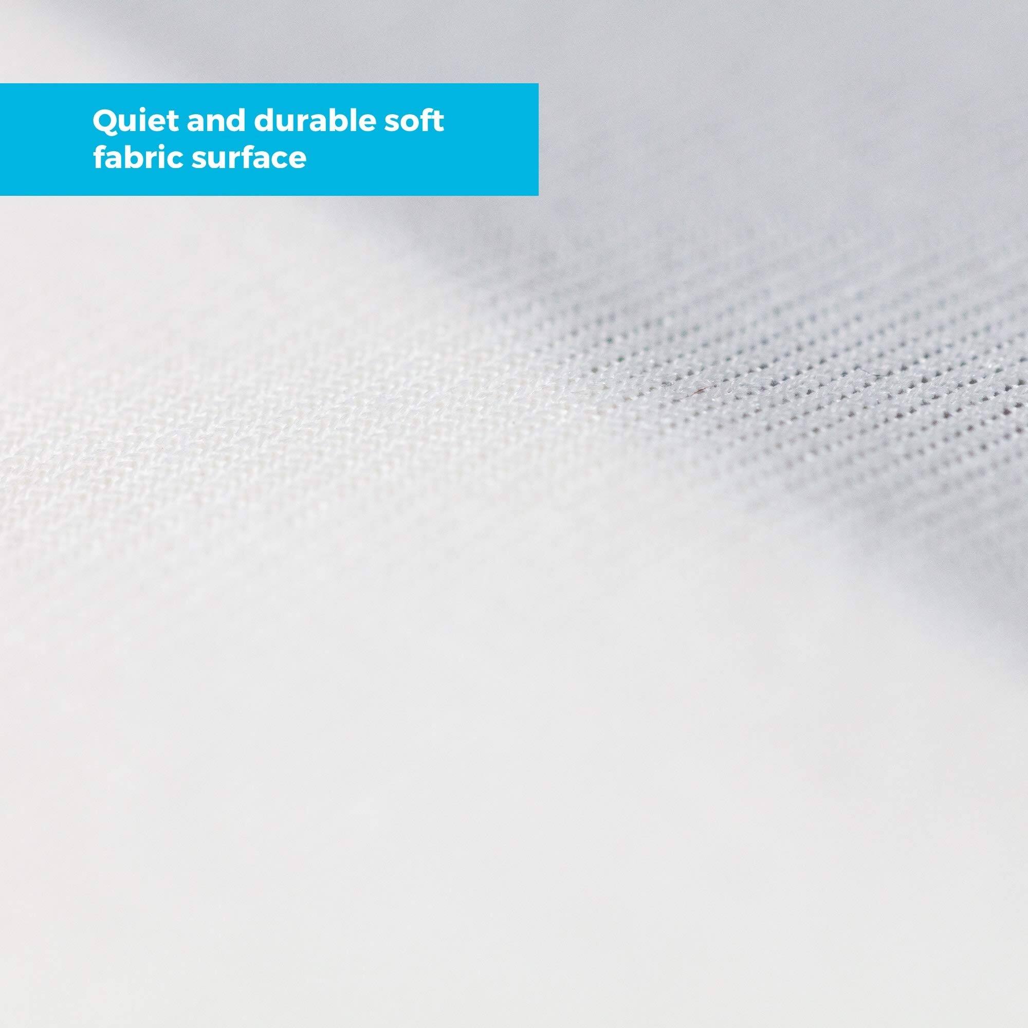 Quiet and durable soft fabric surface