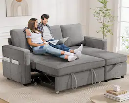 Dyonery - Sofa Bed Sleeper Pull Out 2 in 1 Sectional Sleeper Sofa Couches with Storage,Pullout Sectional Couches - Gray
