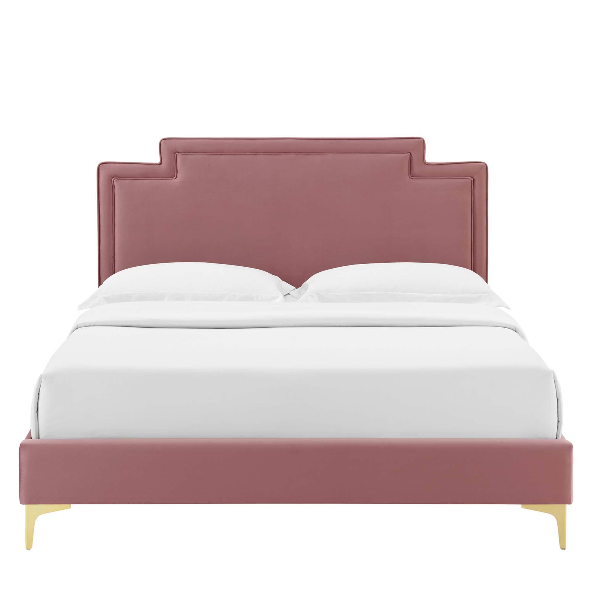 Alt View 1. Modway - Sienna Performance Velvet Queen Platform Bed - Red.