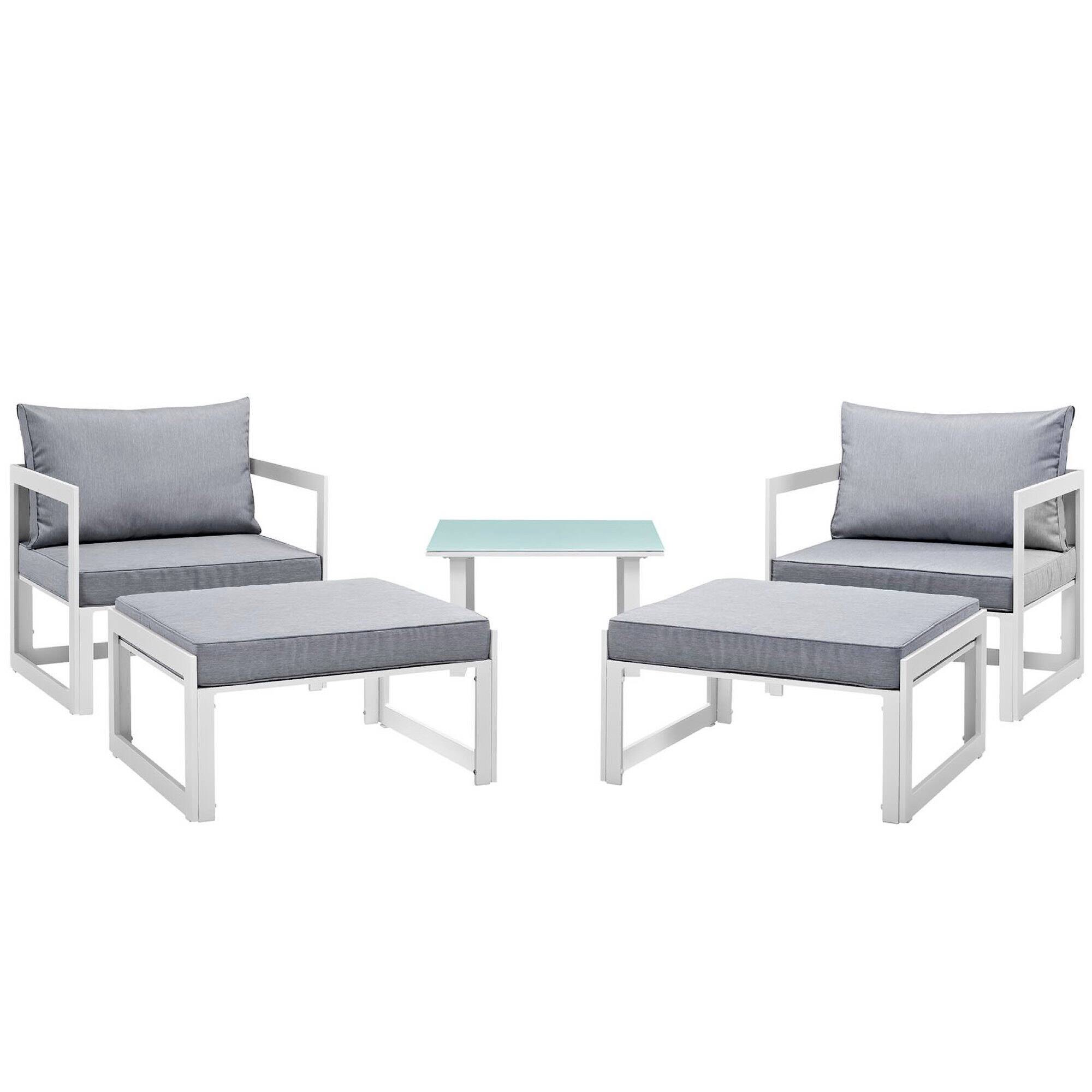 Angle. Modway - Fortuna 5 Piece Outdoor Patio Sectional Sofa Set by Modway - White Gray.