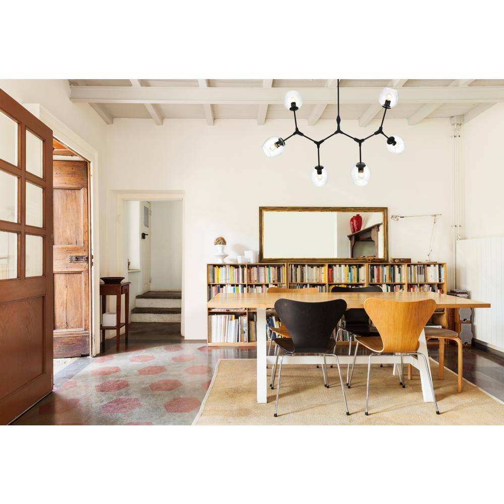 Front. Elegant Lighting - Cavoli 49 inch Chandelier in Black - Black.