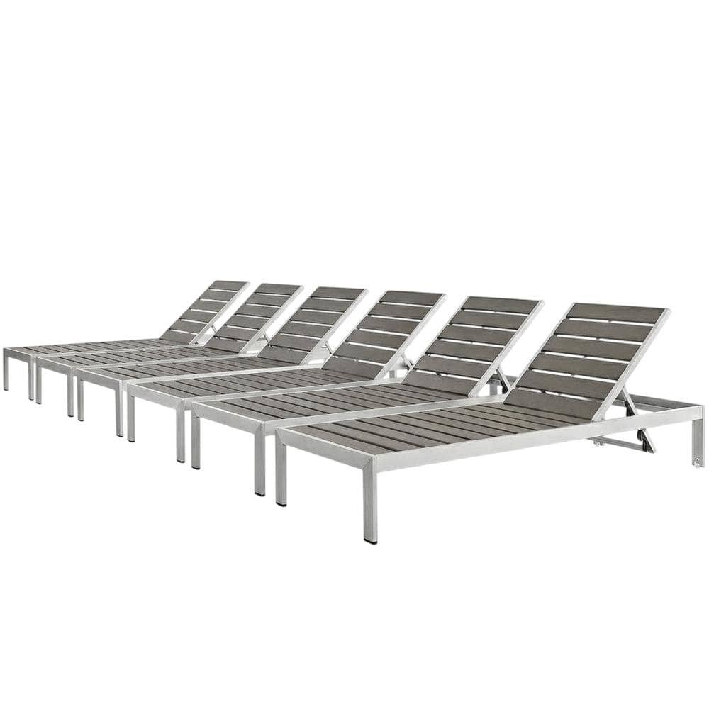 Outdoor Escape - Aluminum Outdoor Patio Chaise Lounge Set With 6 Pieces And Comfortable Backrests - Gray price history on PriceWatchPro