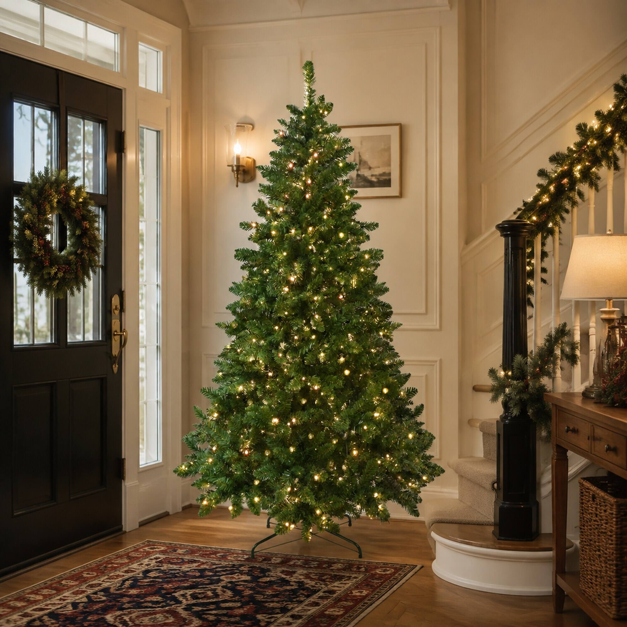 Alt View 1. RYHNUYNE - 9FT Smart RGB Christmas Tree, 620 WiFi-Controlled LED Lights 38 Modes Music Sync 1721 PVC Tips Hinged Metal Stand - Green.