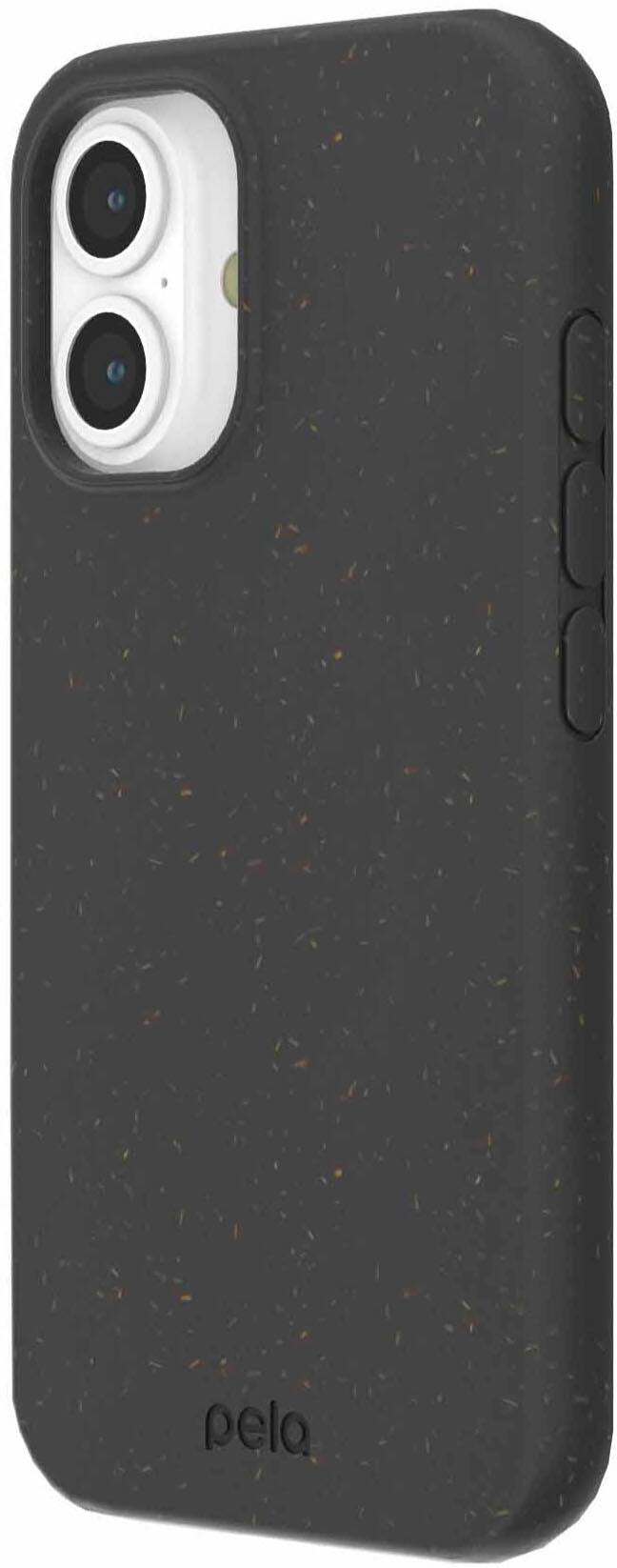 Left. Pela - Phone Case with MagSafe Module for Apple iPhone 16 + Bonus Custom Case Activation Code - Black.