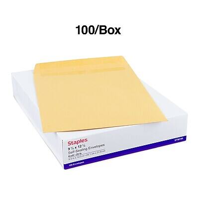 100/Box Staples 9 x 12% Self-Sealing Envelopes