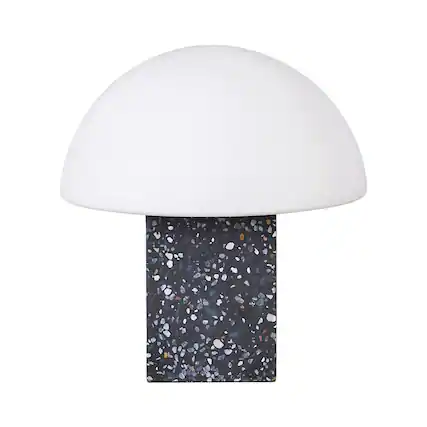 Front. Brightech - Gavin LED Stone Modern Industrial Square Dimmable Bedside Nightstand Desk Lamp - Marbled Natural Gray.