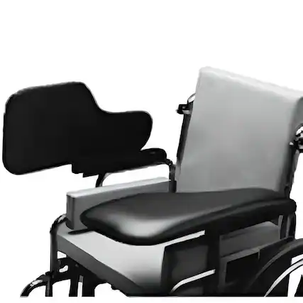 Front. Invacare - Wheelchair Half Lap Tray Padded Vinyl Flip-Up Table, Right Side Support Surface - Black.