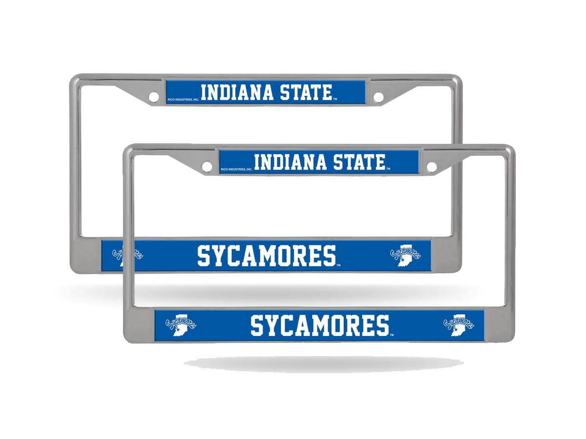 Indiana State Sycamores (Set of 2) Chrome Metal License Plate Frames