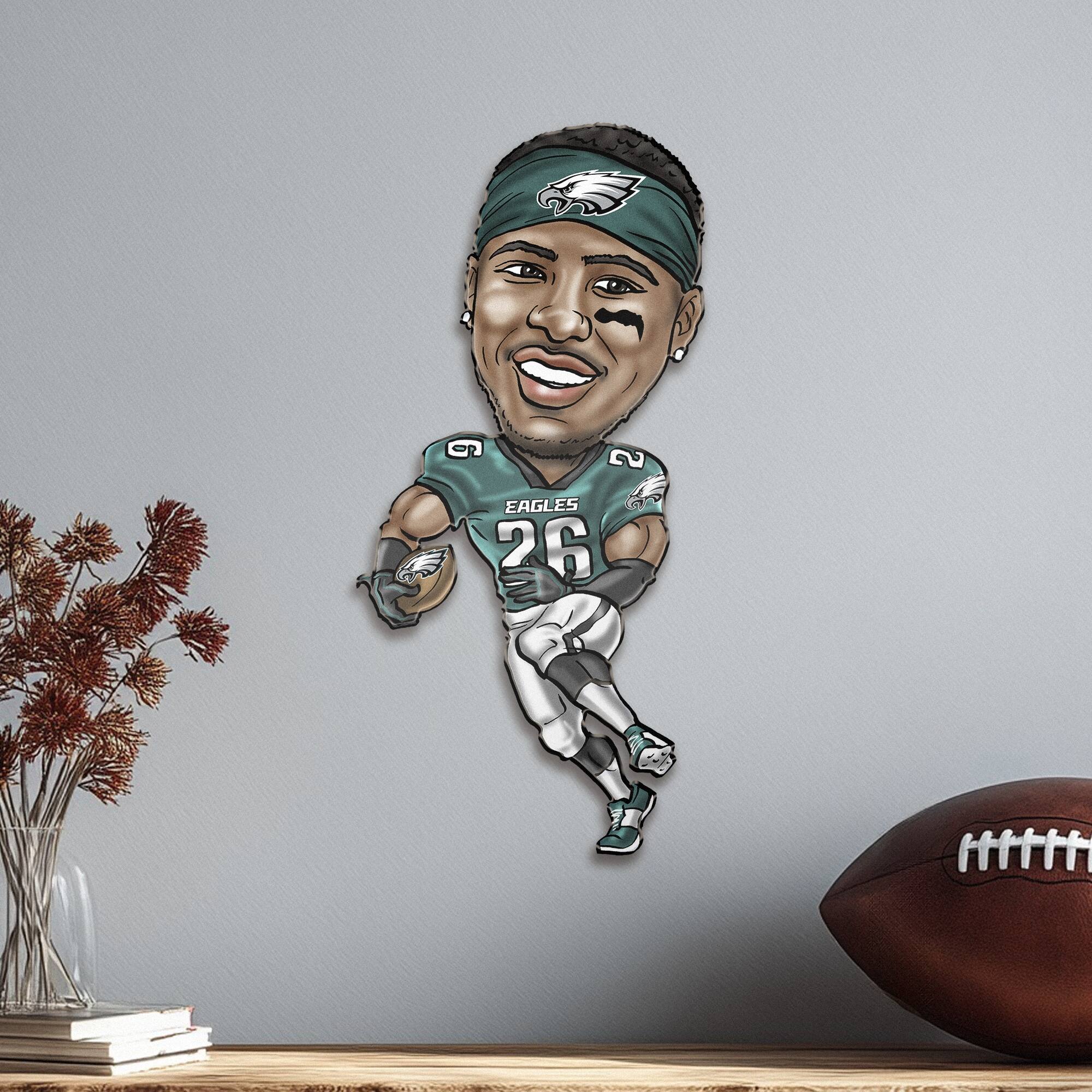 Alt View 1. Sporticulture - Saquon Barkley Philadelphia Eagles Metal Caricature Wall Art - Green.