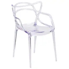 Emma + Oliver - Transparent Fluid Style Stacking Side Chair - Clear