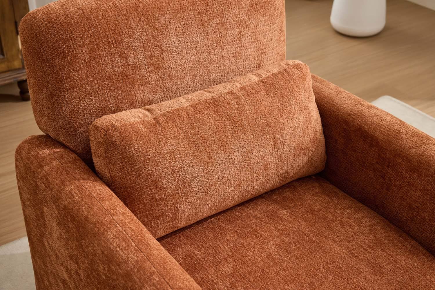 Alt View 2. Forest'nSky - Modern Office Chair in White Boucle Fabric - Upholstered Ergonomic Armchair for Desk & Lounge,Orange - Orange.