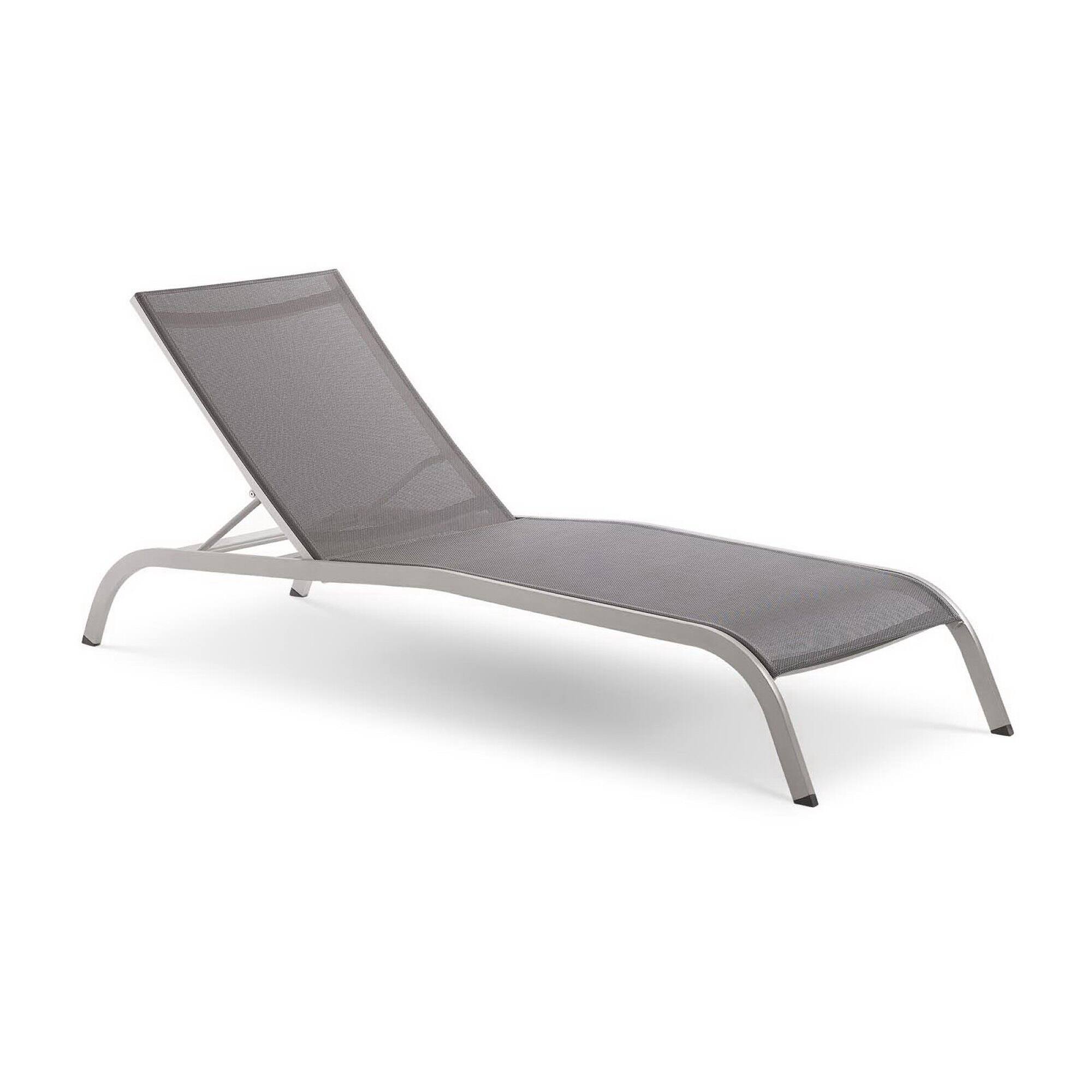 Angle. Modway - Savannah Mesh Chaise Outdoor Patio Aluminum Lounge Chair by Modway - Gray.
