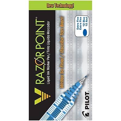 Pilot - V Razor Point Liquid Ink Marker Pens, Extra Fine Point, Dozen - Blue Ink