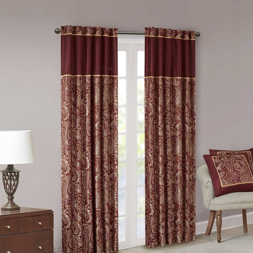Alt View 9. BreeBe - Jacquard Curtain Panel Pair(2 Pcs Window Panels) - Burgundy.