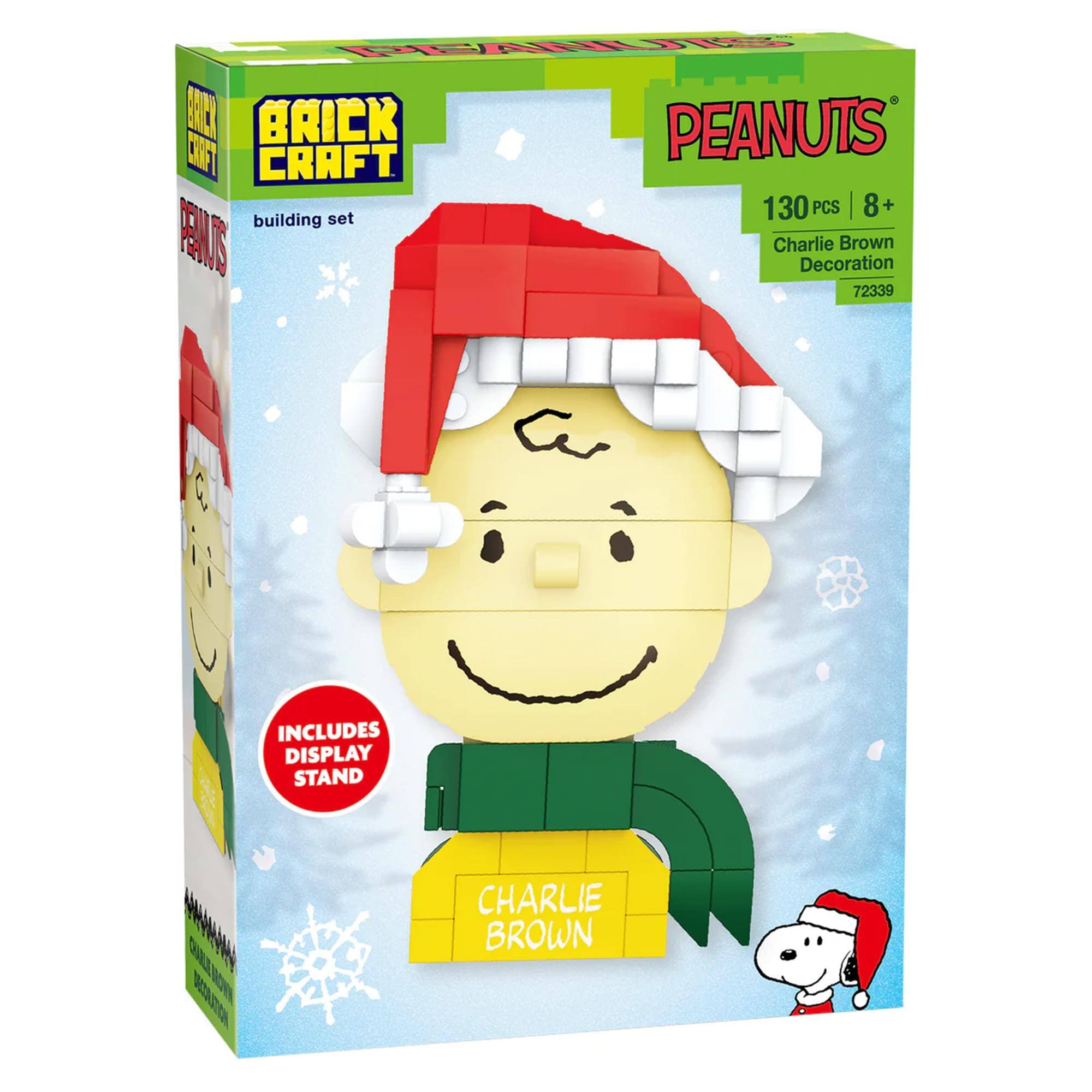 BRICK CRAFT PEANUTS building set  
130 PCS | 8+  
Charlie Brown Decoration  
72339  
INCLUDES DISPLAY STAND