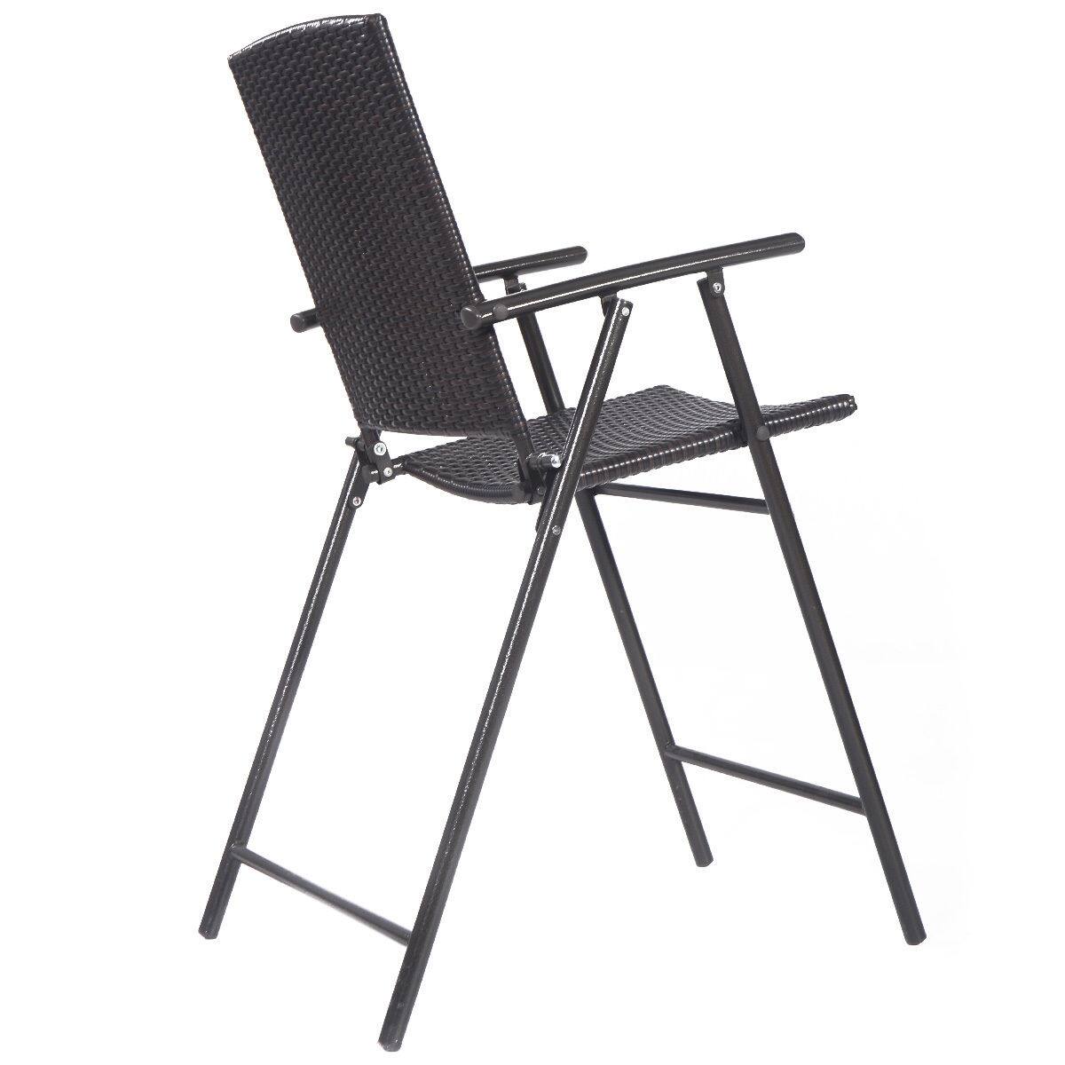 Alt View 4. Costway - Costway 4 PCS Folding Rattan Wicker Bar Stool Chair Indoor &Outdoor Furniture - Brown.