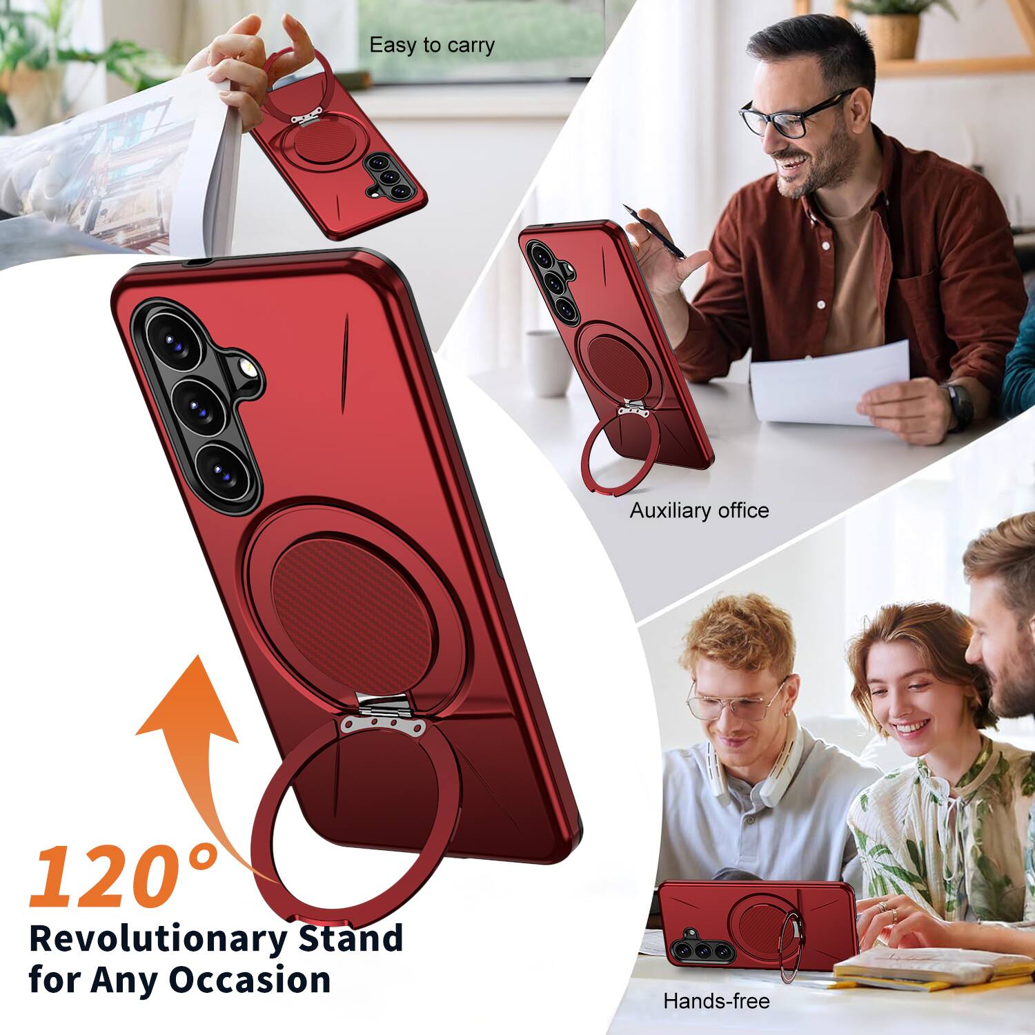Easy to carry  
Auxiliary office  
120° Revolutionary Stand for Any Occasion  
Hands-free