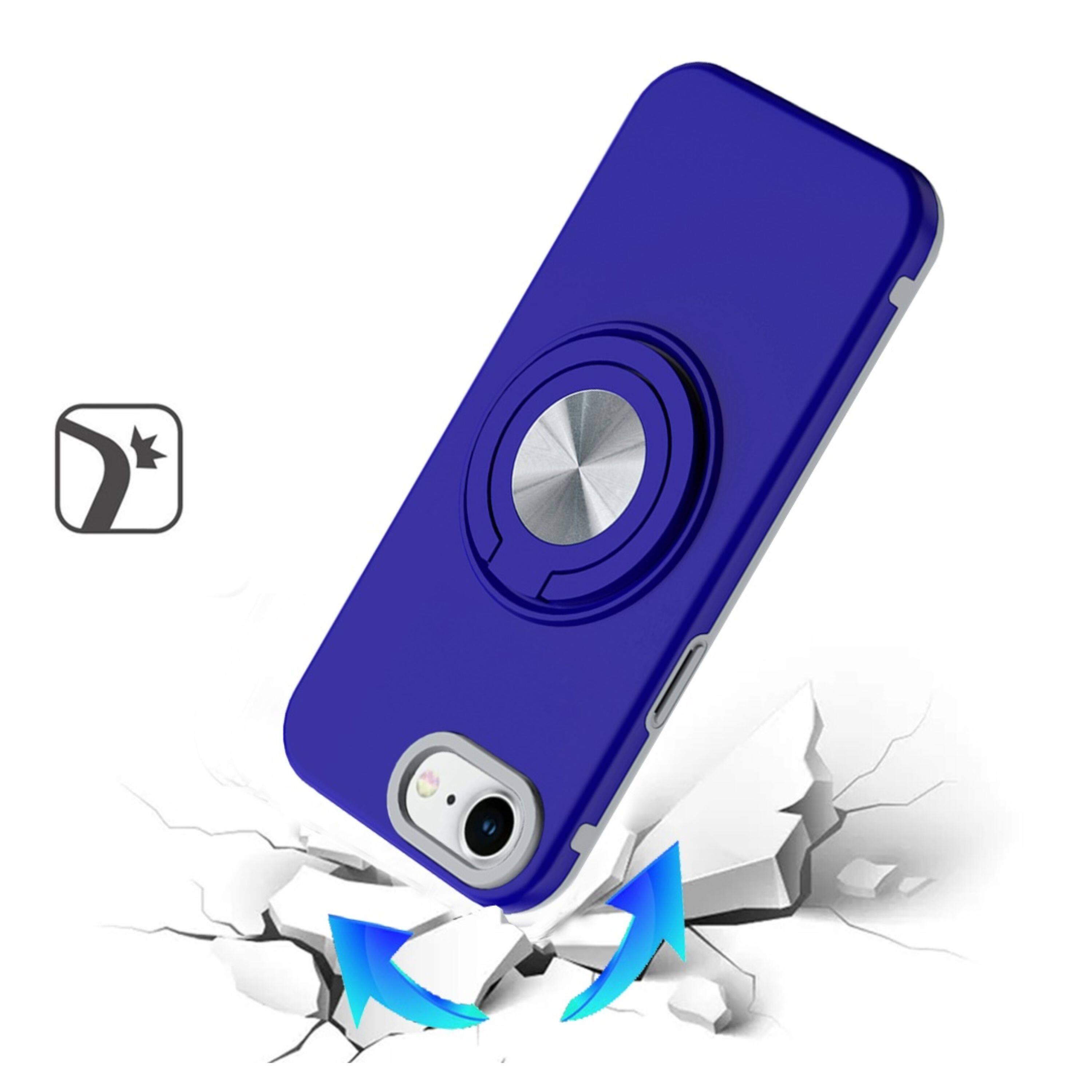 Angle. Kitcheniva - Solid Rugged Shockproof Phone Case With 360 Stand Tempered Glass For iPhone 16e/17e Blue - Blue.