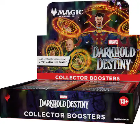 MAGIC THE GATHERING
MARVEL DARKHOLD DESTINY
MAY INCLUDE HEADLINER, THE TIME STONE!
COLLECTOR BOOSTERS
13+
MADE IN BELGIUM